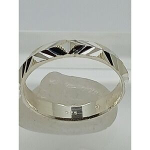 Vintage Sterling Silver Hand Crafted Diamond Cut Wedding Band Ring Size‎ 8.5
